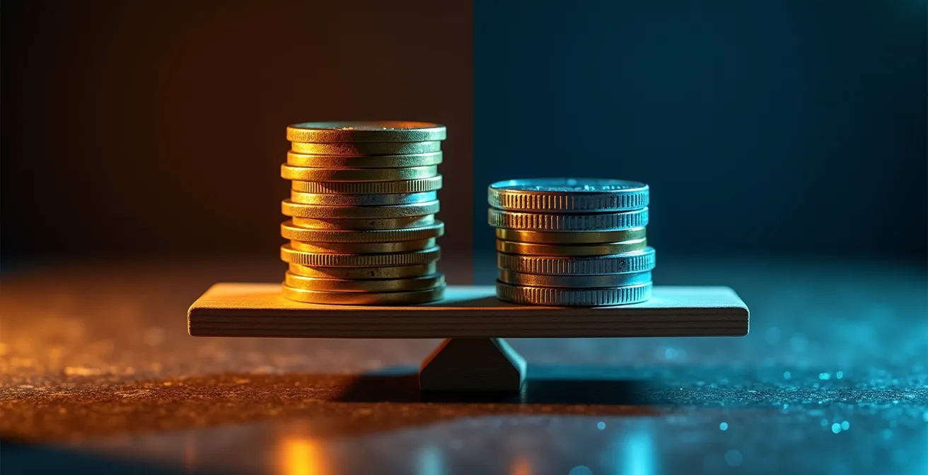 Visualisierung der Barbell-Strategie für Marketingbudgets in Krisenzeiten