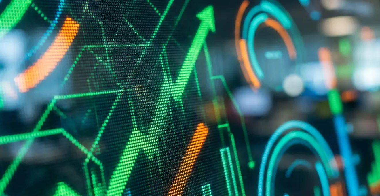 Nahaufnahme eines übersichtlichen Dashboards mit visuellen KPI-Darstellungen
