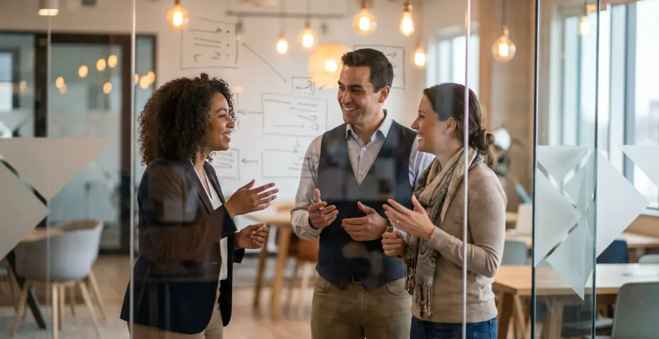 Geschäftsleute in einem modernen Coworking-Space beim kollaborativen Arbeiten