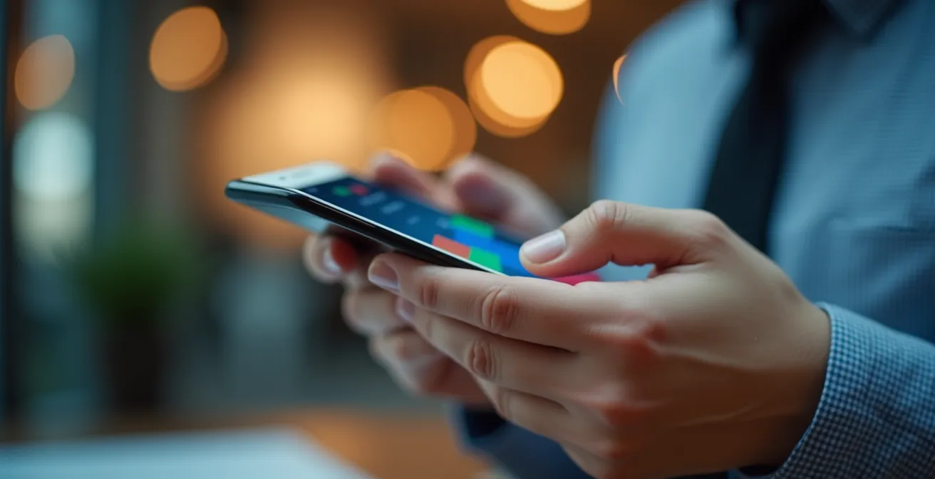 Smartphone in Hand zeigt übersichtliche mobile Karriereseite mit One-Click-Bewerbung