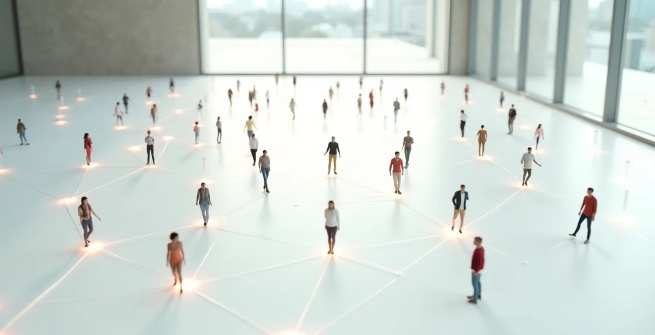 Visuelle Darstellung verschiedener Kundensegmente in einem abstrakten Netzwerk