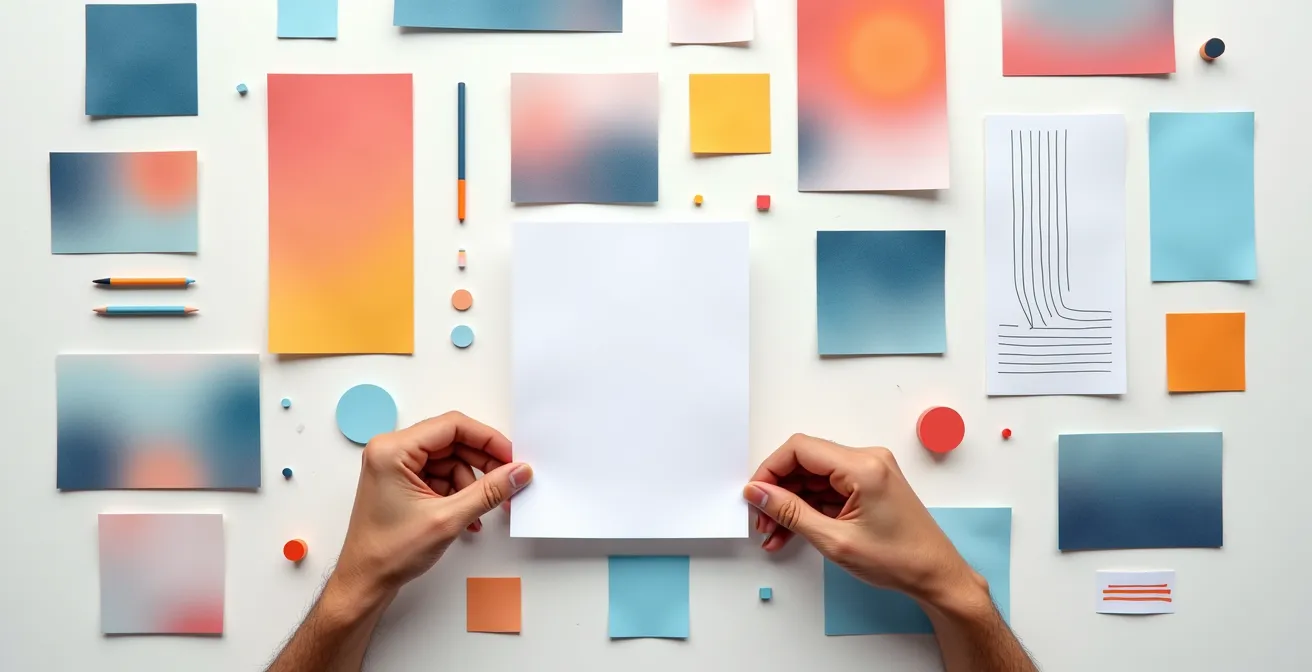 Moderne Darstellung eines intuitiven Template-Systems für Nicht-Designer mit klarer Struktur